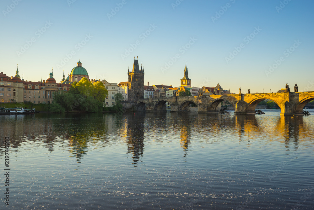 Vltava River with Prague skyline in Czech Republic