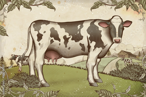 Engraved lovely dairy cattle