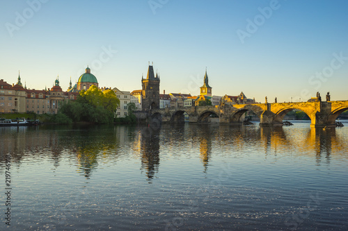 Vltava River with Prague skyline in Czech Republic