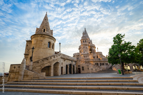Tower of Fisherman s Bastion in Budapest city  Hungary