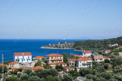 City and port of Kioni, island Ithaca, Greece © hardtodigit