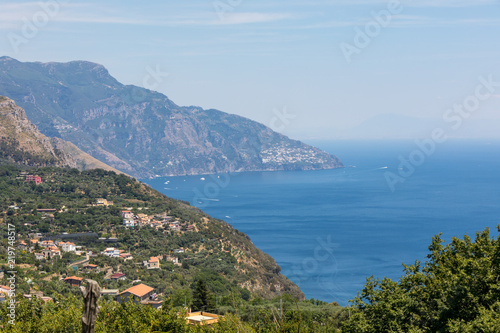 A view of the Amalfi Coast between Sorrento and Positano. Campania. Italy