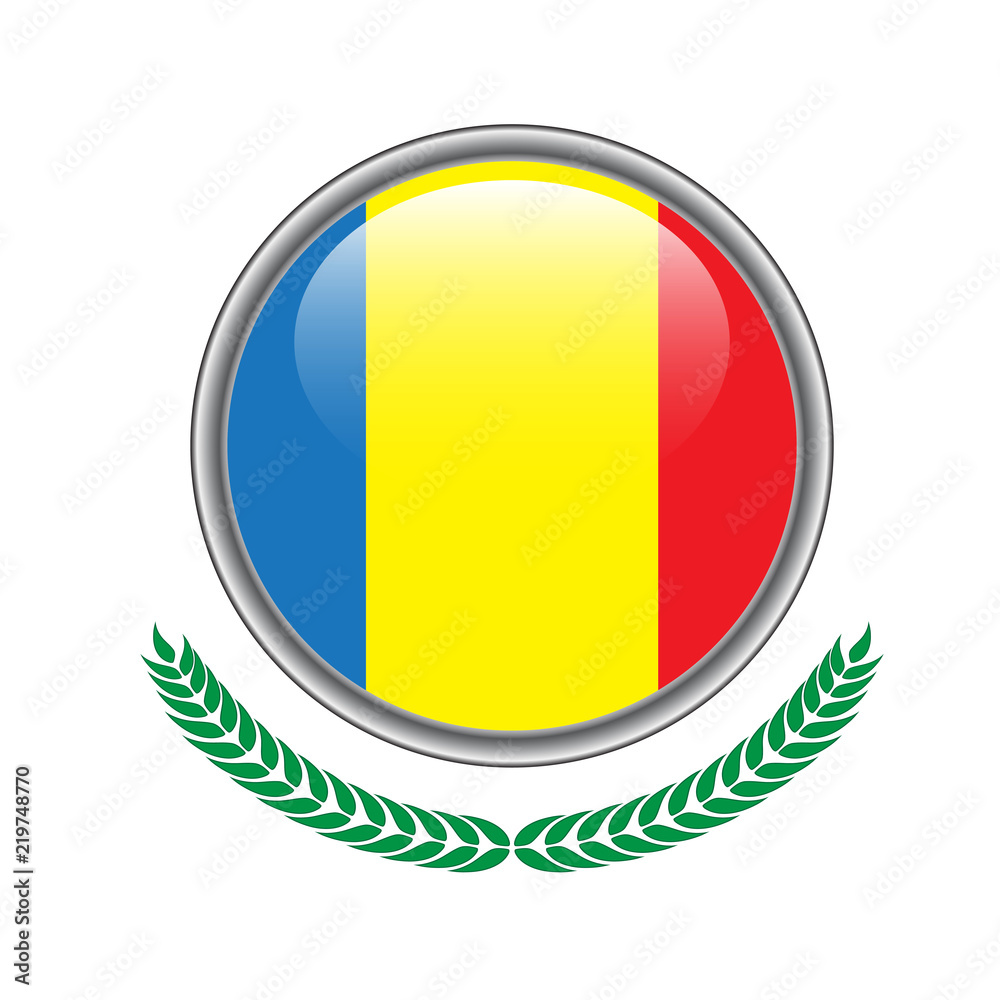 Fototapeta premium chad flag button. chad flag icon. Vector illustration of chad flag on white background.