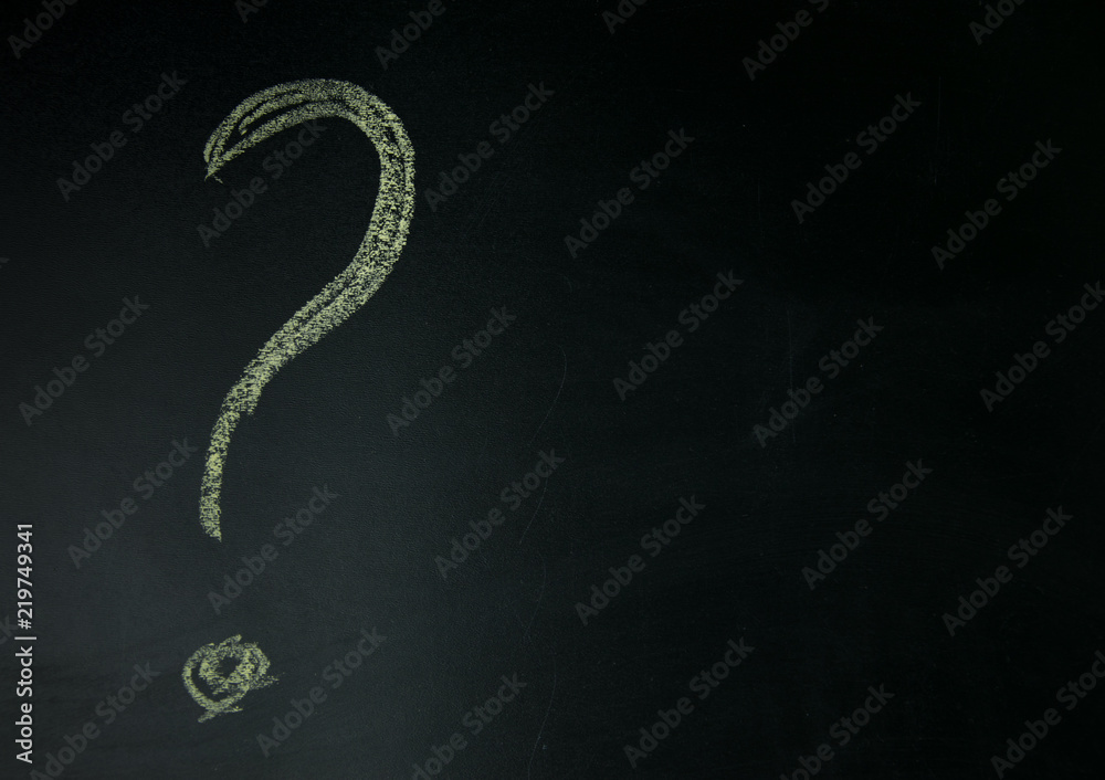 A question mark drawn on a blackboard. A question mark drawn on a blackboard.