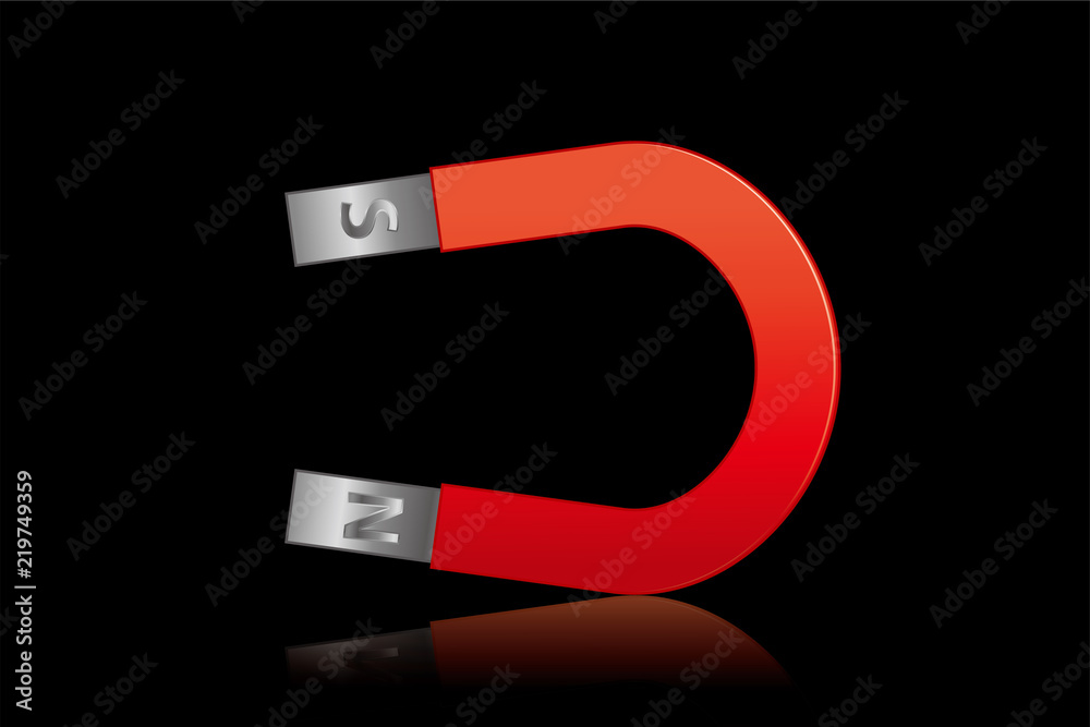 黒背景のu字型の磁石のイラスト マグネット ベクターデータ Magnet Illustration Stock Vector Adobe Stock