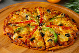 italian pizza with rustic background