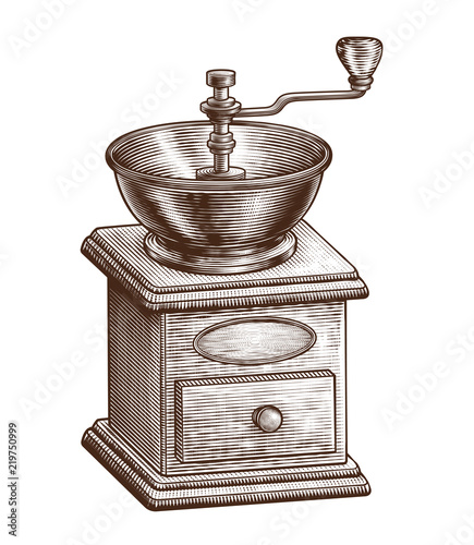 Engraved coffee grinder