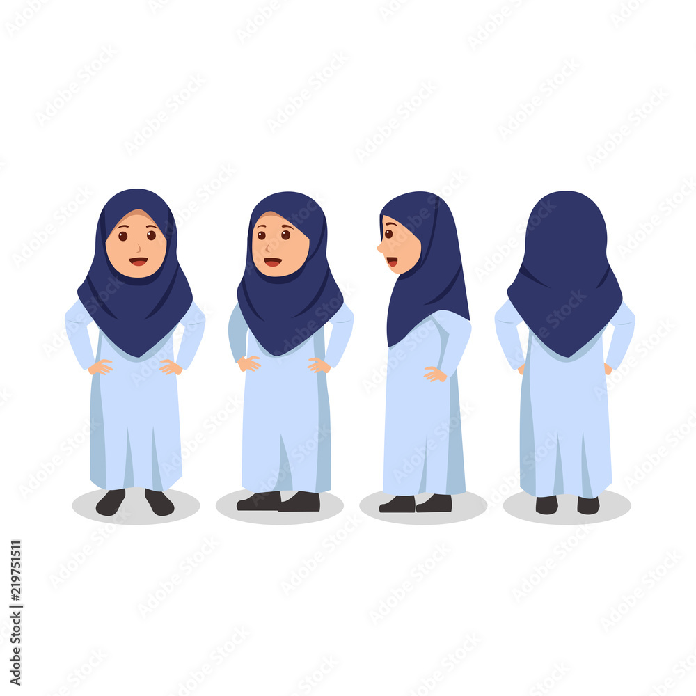 Arabian Woman Kids Character Design Turn Around Illustration Arabian Woman Kids Character Design Turn Around Illustration