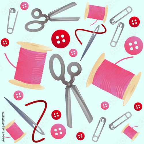 tailoring and hobby light seamless pattern vector illustration