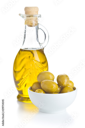 Green olives and olive oil.