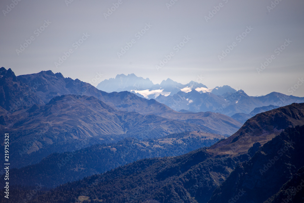 Photo of picturesque mountainous area, gray sky