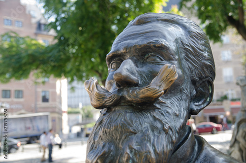 Bronze monument of Charles Buls or Karel Buls - Belgian politician and mayor of the Brussels photo