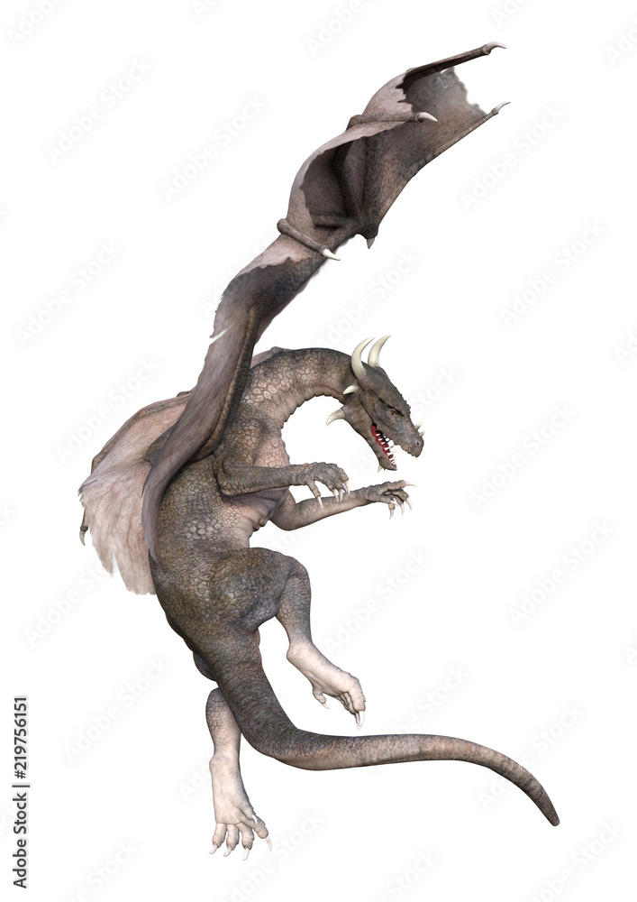 3D Rendering Fantasy Dragon on White 3D Rendering Fantasy Dragon on White