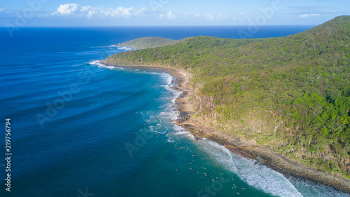 Aerial shot of beach around Noosa