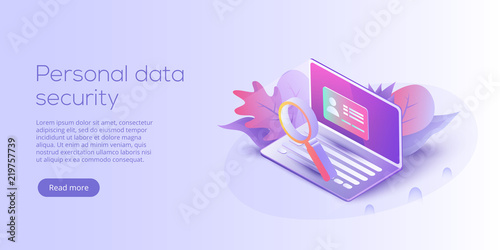 Personal data security isometric vector illustration. Online server id protection system concept. Secure login transaction with password verification via internet.