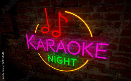 Karaoke night neon retro