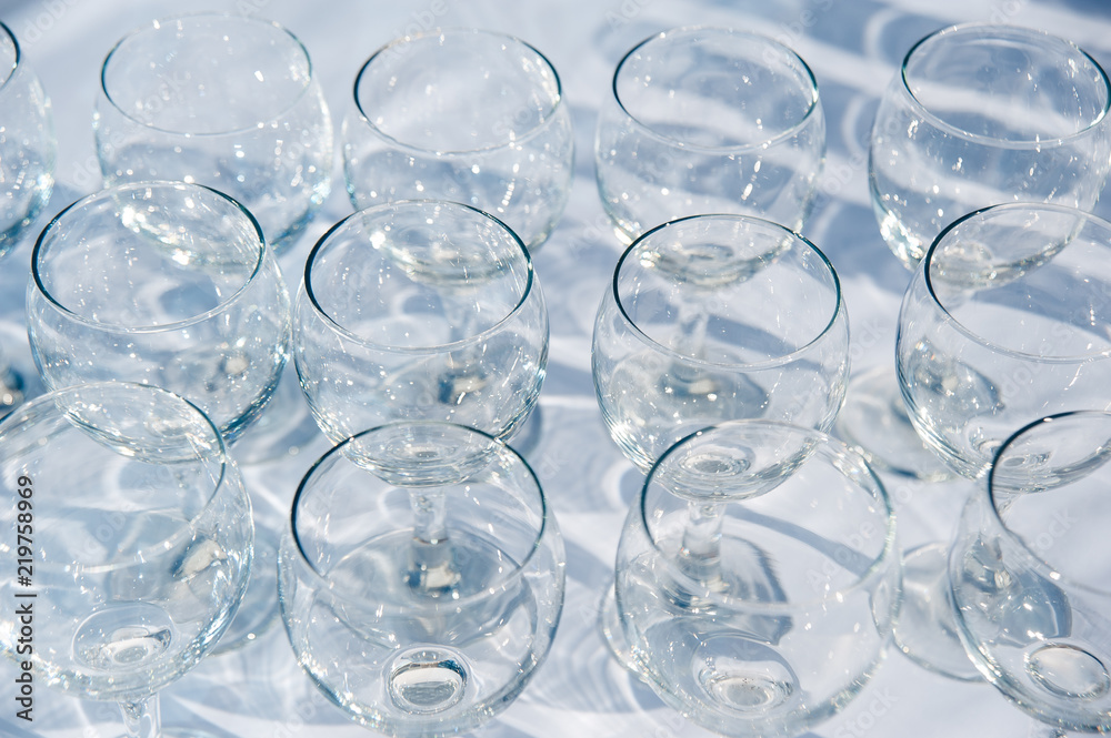 pattern of many empty wine glass circles. catering. welcome drink pattern of many empty wine glass circles. catering. welcome drink