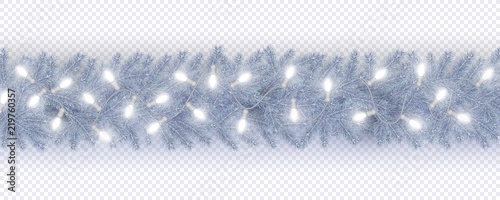 Christmas and New Year border of branches Christmas tree Scandinavian style