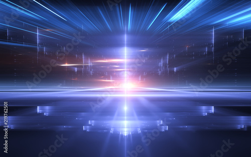 Abstract perspective futuristic technology background. Time warp, Cyberspace.