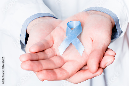 Prostate cancer awareness. Blue ribbon