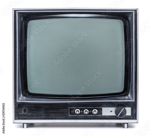 old tv on isolated white background