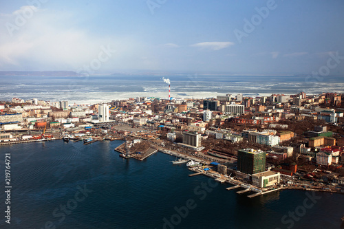 Panoramic view of Vladivostok from above. Vladivostok - the capital of Primorsky Krai  the eastern Russian Far-West