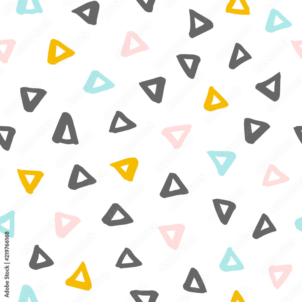 Seamless pattern with hand drawn triangles. Vector illustration