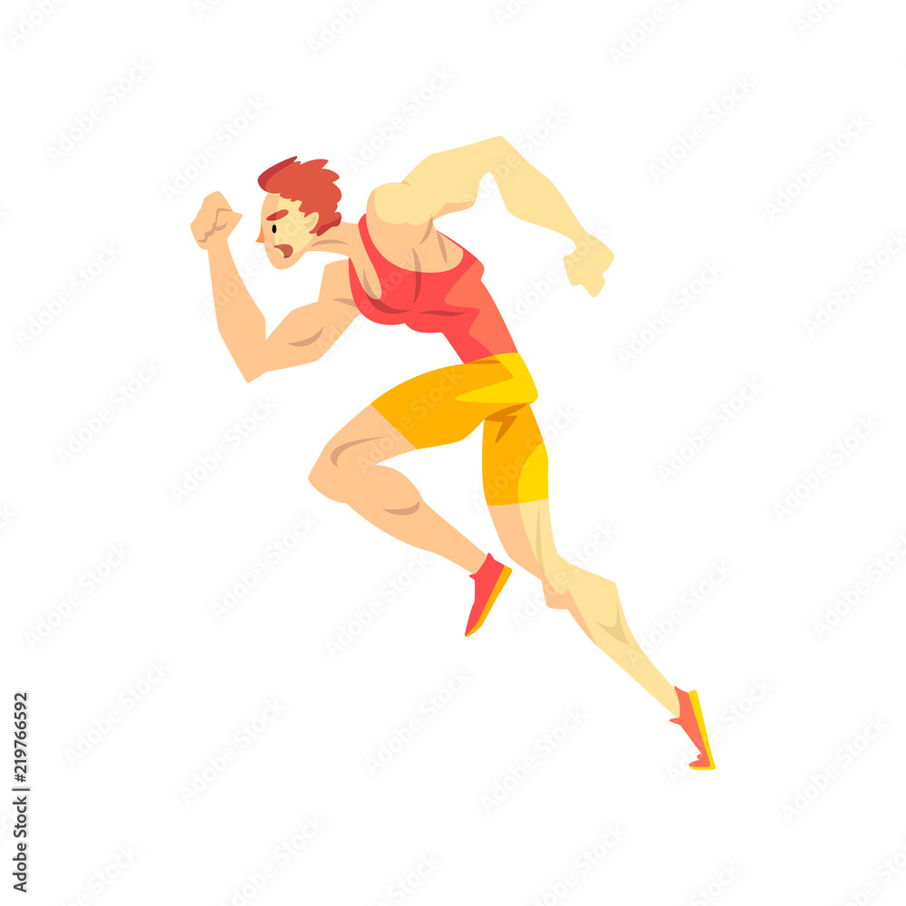 Running man, sportsman character in uniform, active sport lifestyle vector Illustration on a white background Running man, sportsman character in uniform, active sport lifestyle vector Illustration on a white background