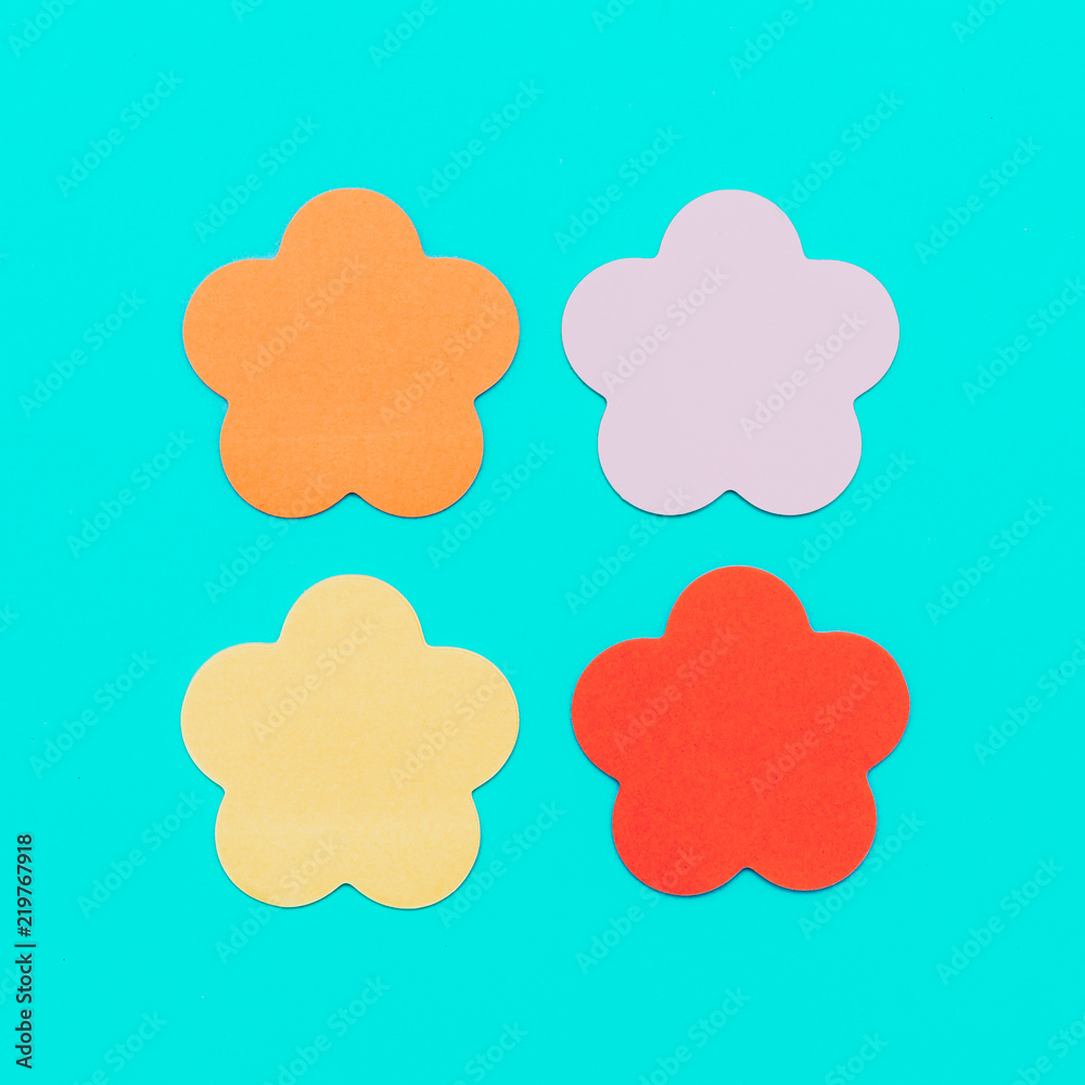 Craft paper flowers Minimal. Candy colors concept Craft paper flowers Minimal. Candy colors concept