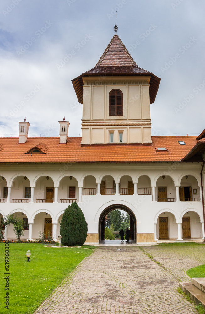 Entrance tower of the Brancoveanu Monastery in Sambata de Sus, Romania