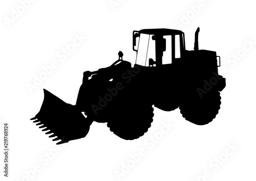 silhouette of building bulldozer vector