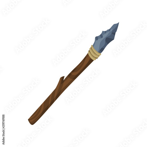 Prehistoric stone spear, stone age symbol, weapon of caveman vector Illustration on a white background