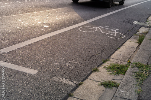 Canvas Print Cycle path along the road