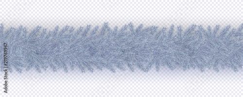 Christmas and New Year border of branches Christmas tree Scandinavian style