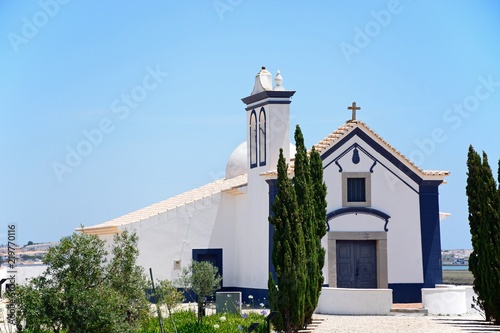View of San Antonio chapel at the top of the hill, Castro Marim, Algarve, Portugal.