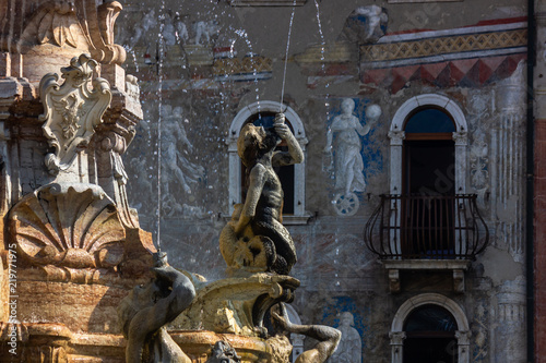 Neptune fountain on Piazza Duomo in the centre of Trento, Italy