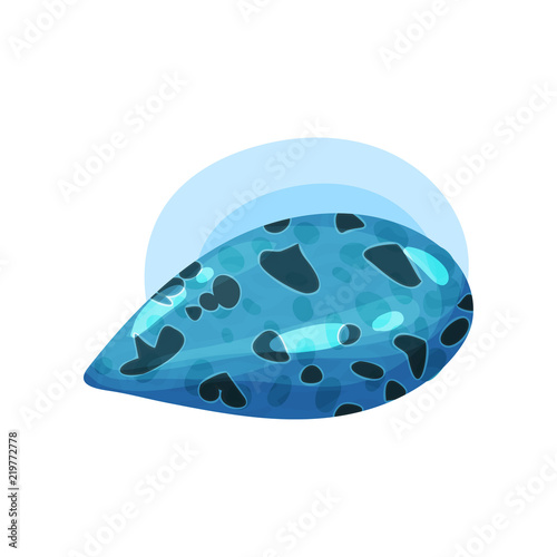 Flat vector icon of spotted blue stone. Glossy precious gemstone. Element for promo poster or flyer of jewelry store