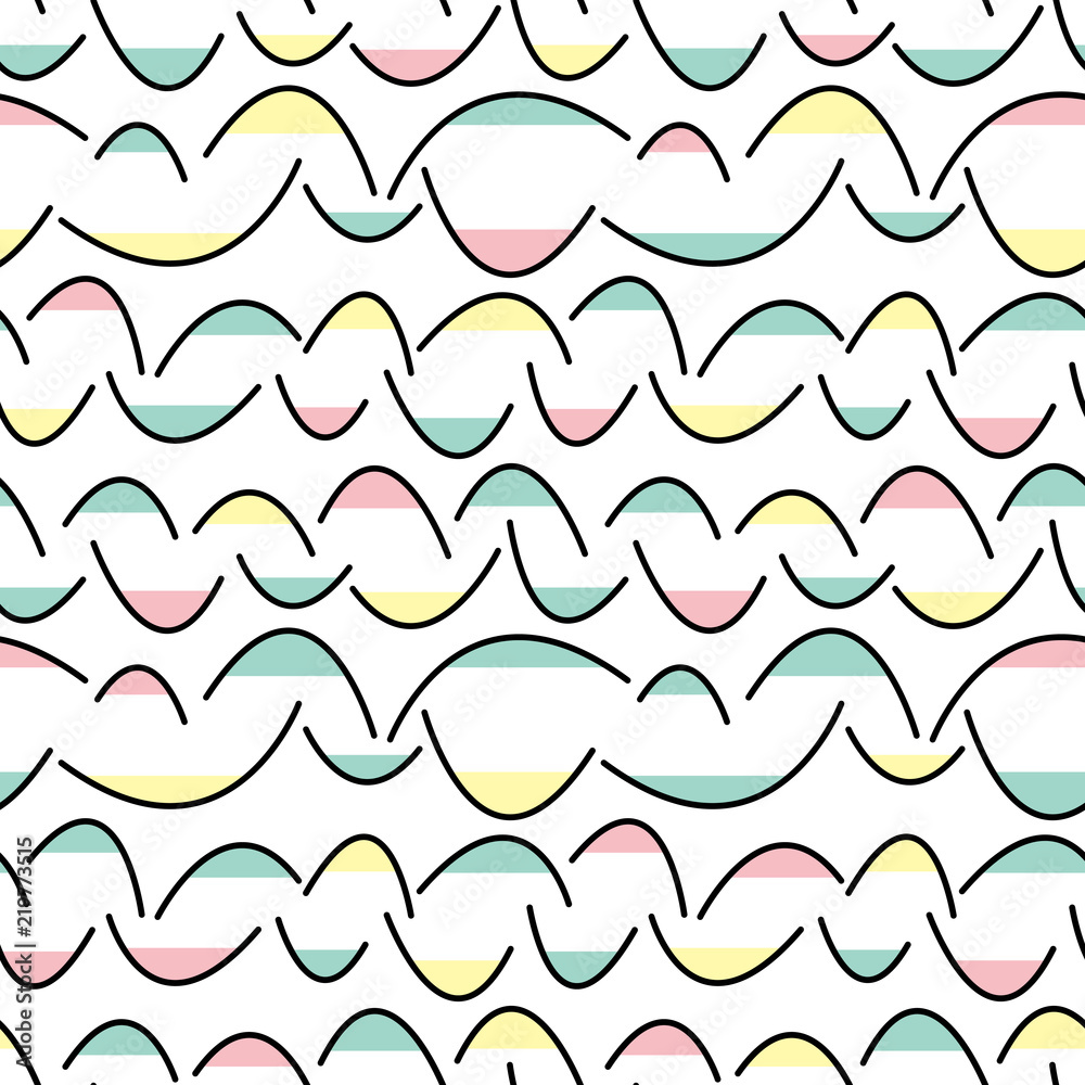 Wavy shapes background. Seamless pattern.Vector. なみなみパターン