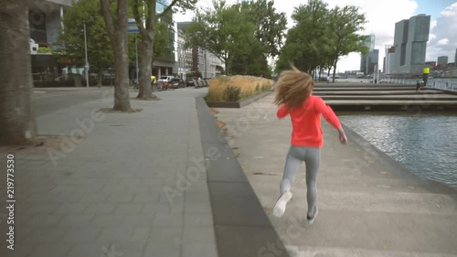 Girl jogging in the city