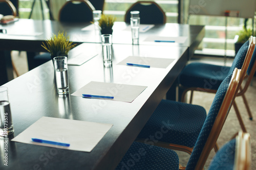 Conference room interior with empty chairs