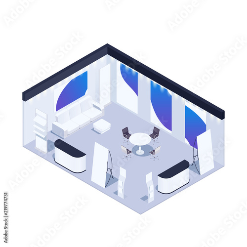 Isometric exhibition pavilion.