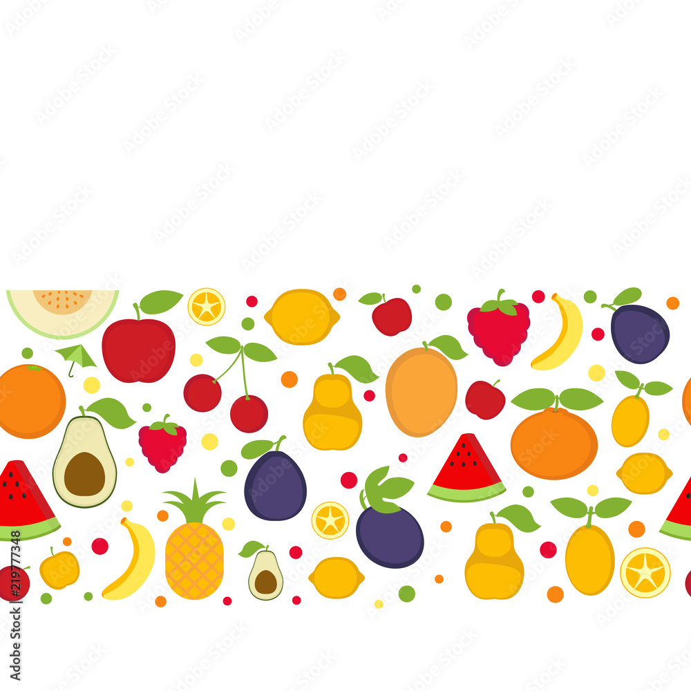 Background with cartoon fruit icons. Background with cartoon fruit icons.