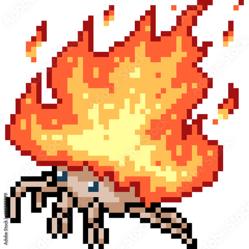 vector pixel art fire crab