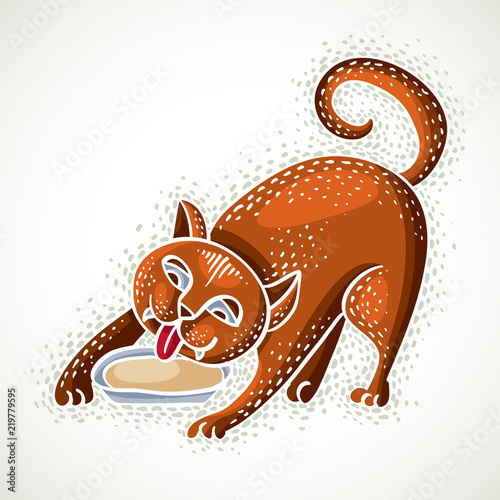 Cute cartoon doodle red cat...