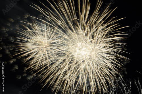 radiate a silver fireworks, fireworks effect on dark sky background