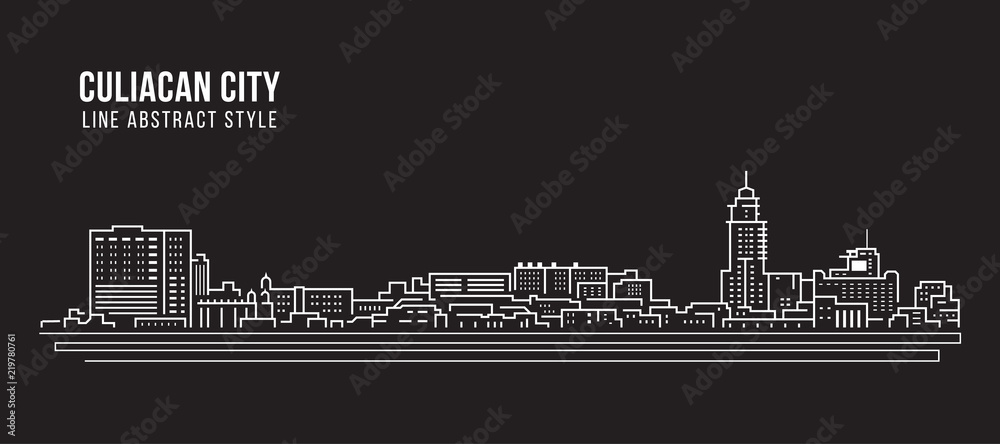Cityscape Building Line art Vector Illustration design - Culiacan city