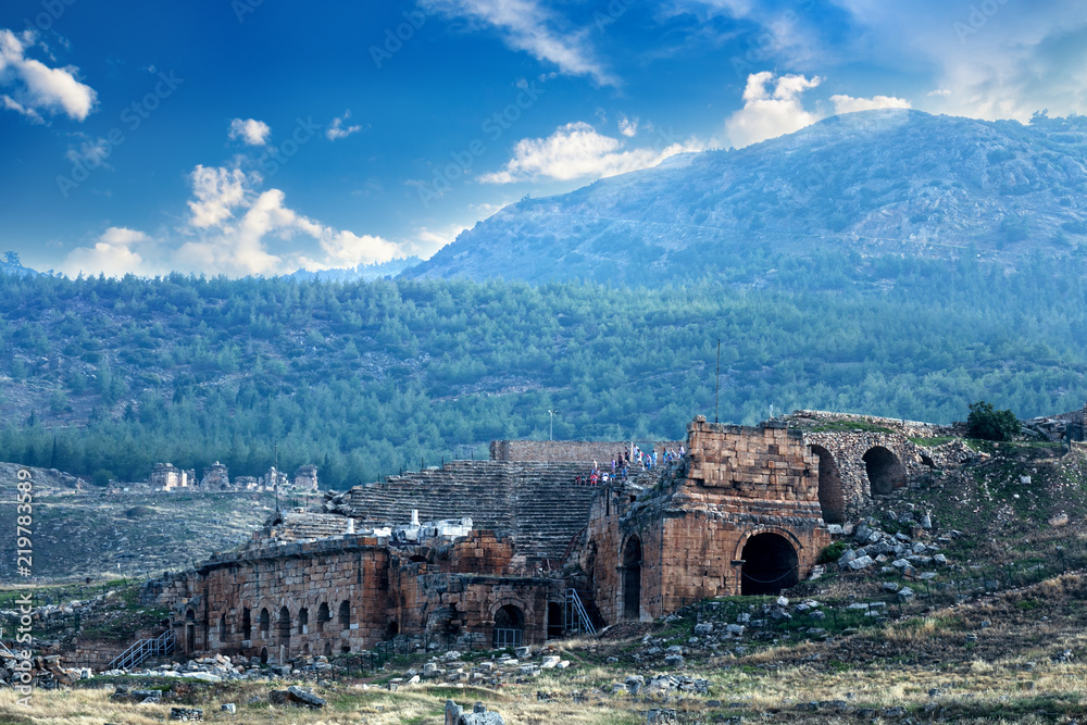 Fototapeta premium Ancient amphitheater in Hierapolis, Denizli Turkey