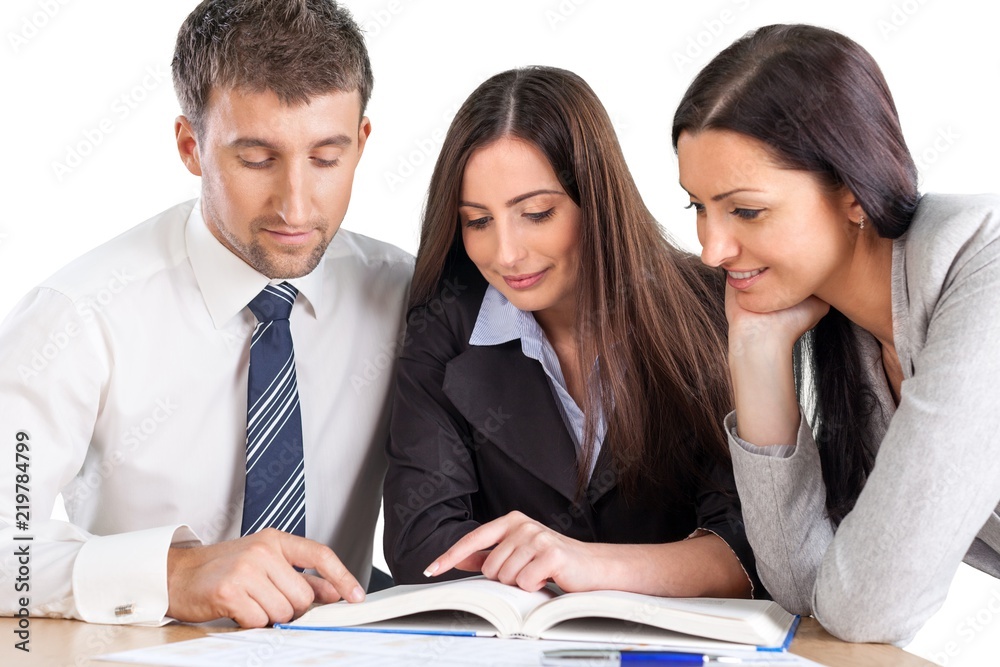 Portrait of Business People Looking on Book Portrait of Business People Looking on Book