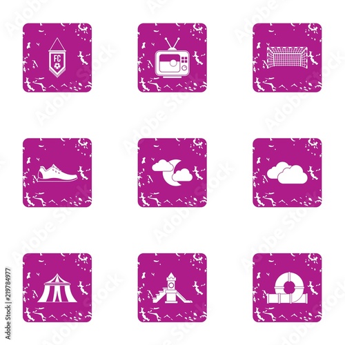 Field of entertainment icons set. Grunge set of 9 field of entertainment vector icons for web isolated on white background