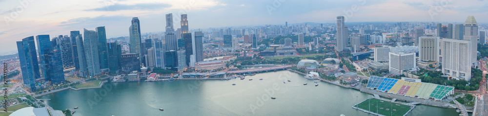 Fototapeta premium Singapore city panorama with Bay view. Modern Asian megalopolis